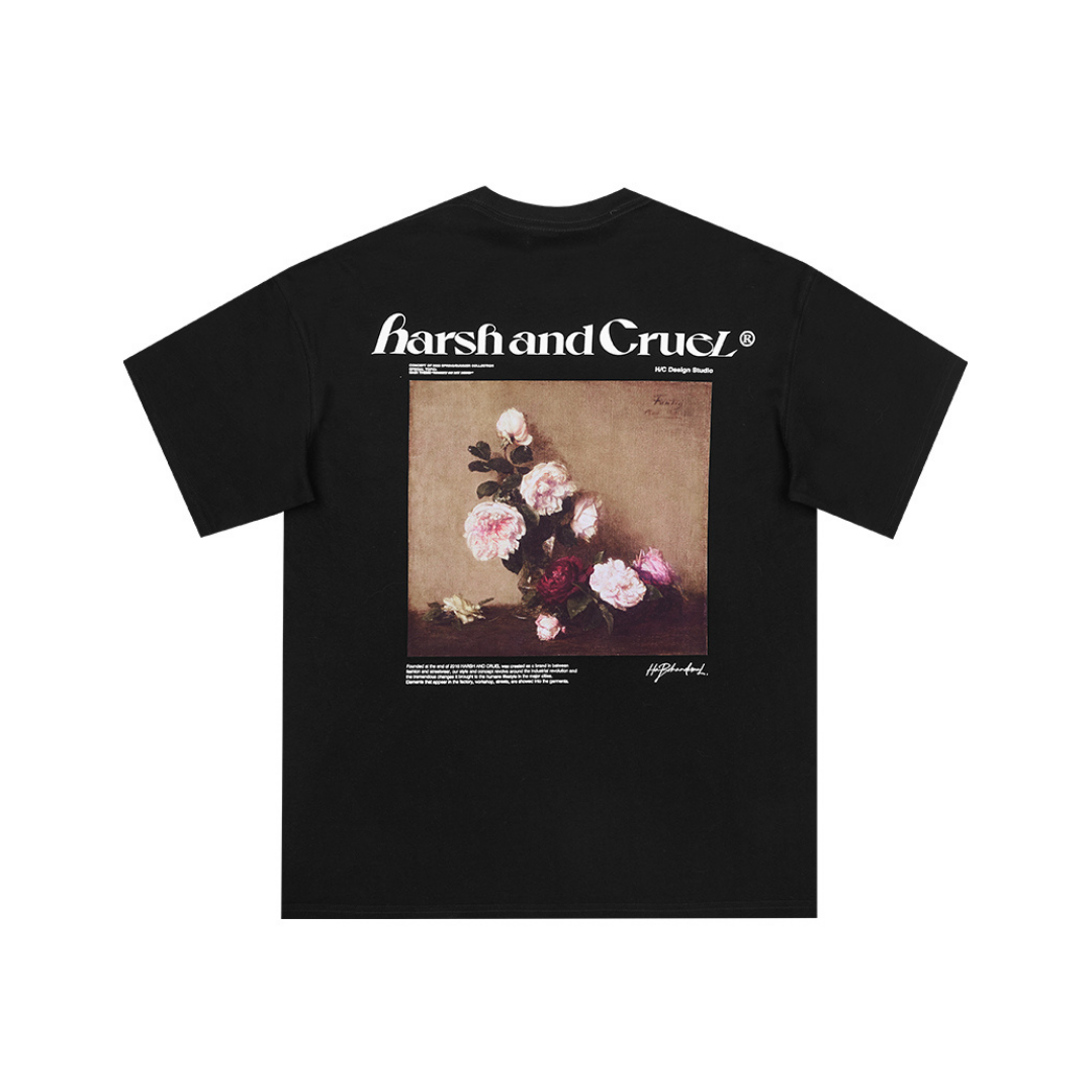 Oil Painting Flowers Loose Printed Tee