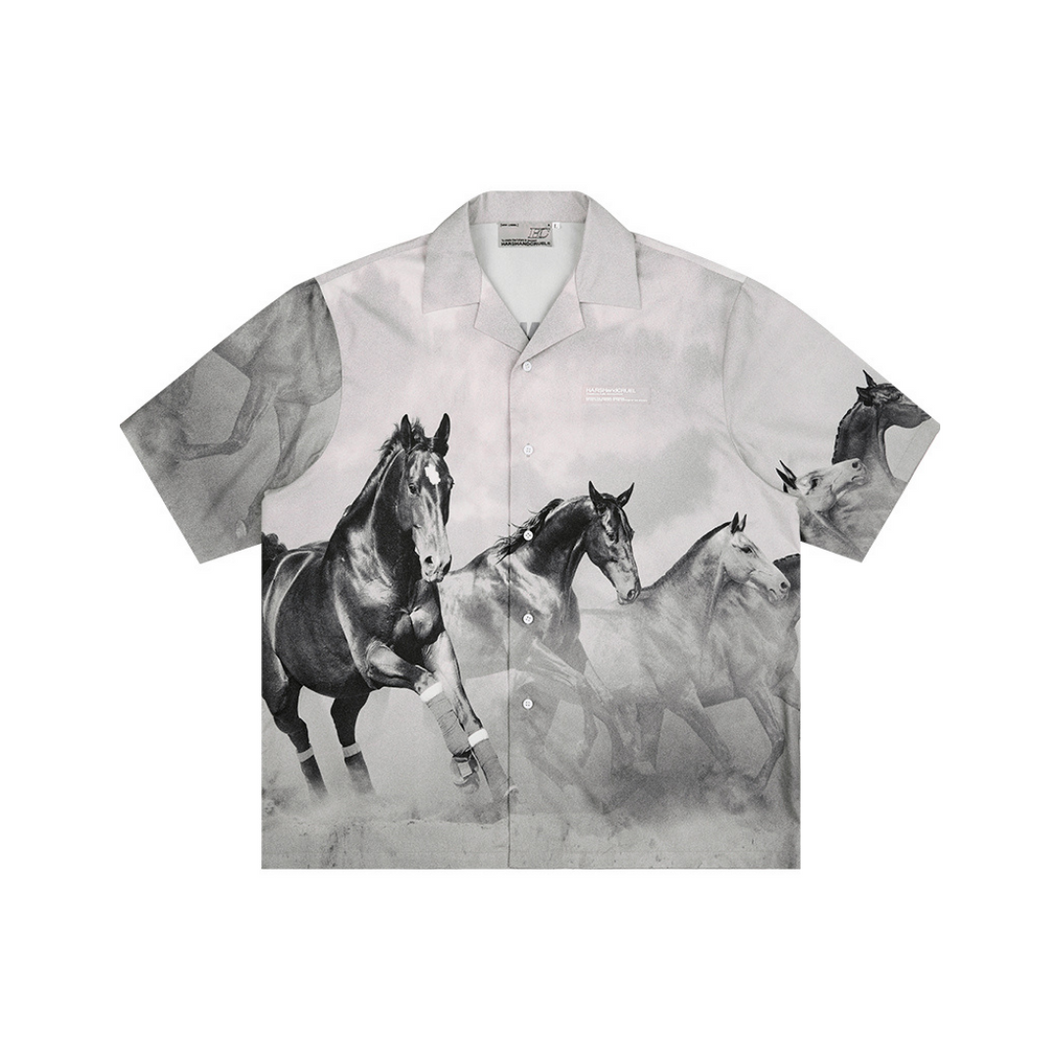 Desert Horses Printed Cuban Shirt