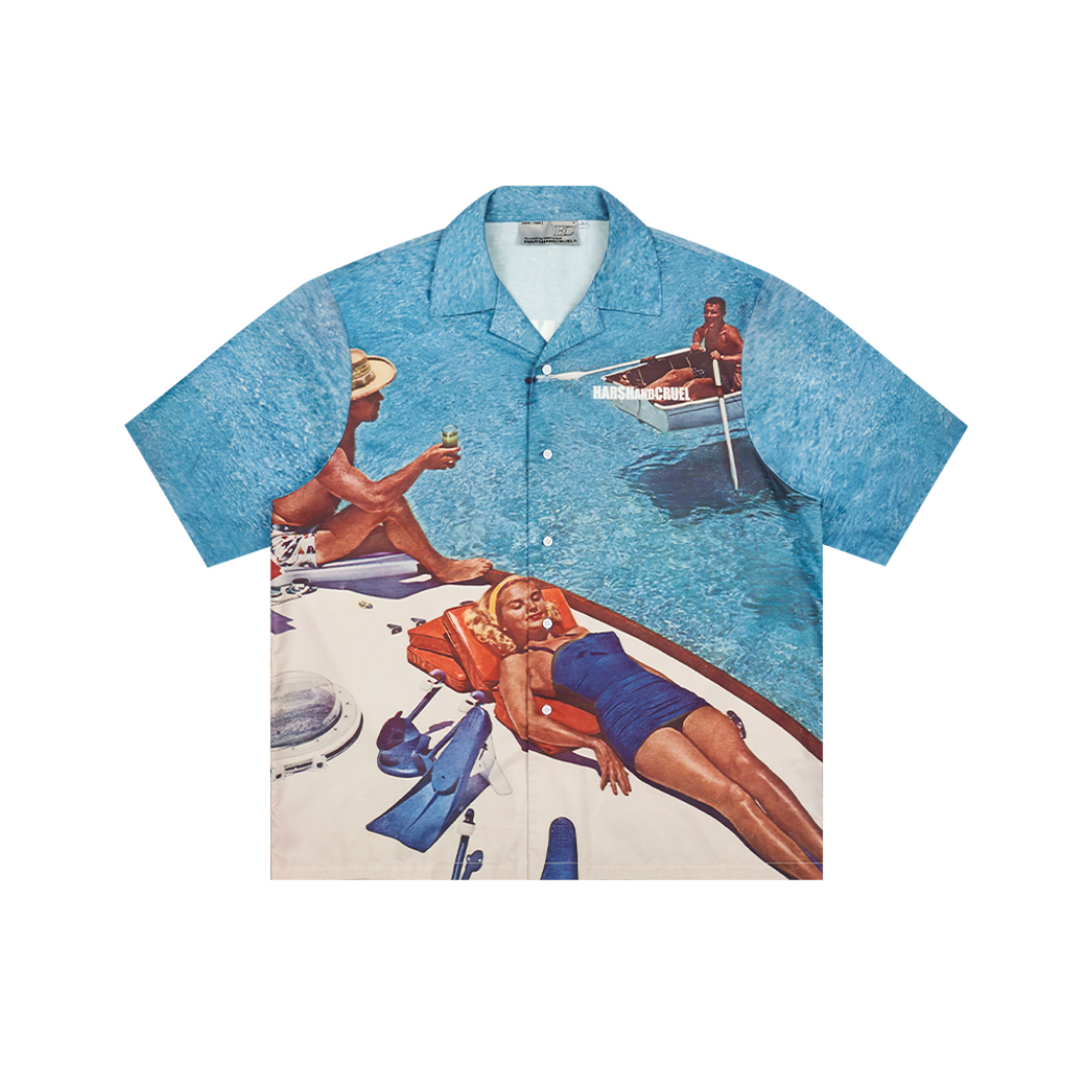 Retro Boat Full Print Cuban Shirt