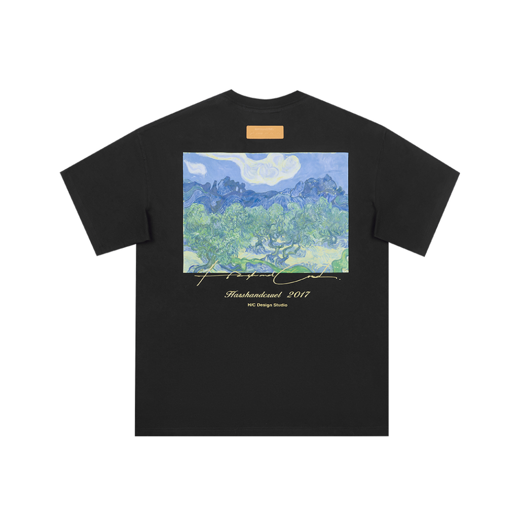 Van Gogh Oil Painting Handwritten Logo tee