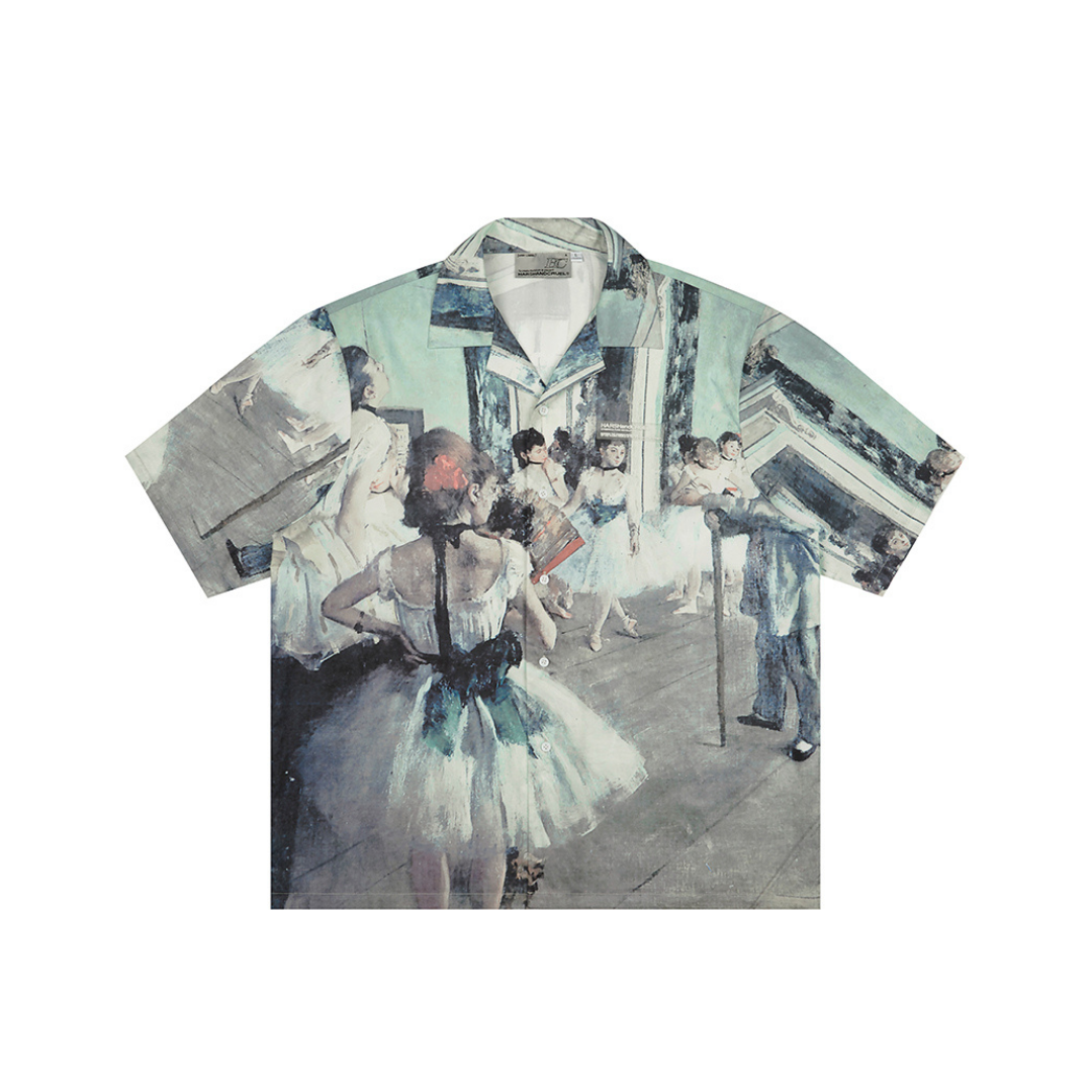 Ballet Oil Painting Full Print Cuban Shirt