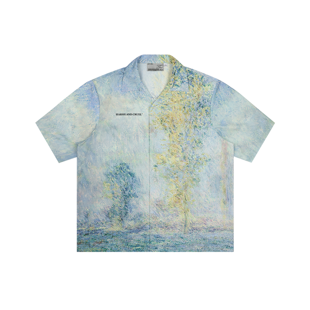 Impressionist Forest Landscape Full Print Cuban Shirt
