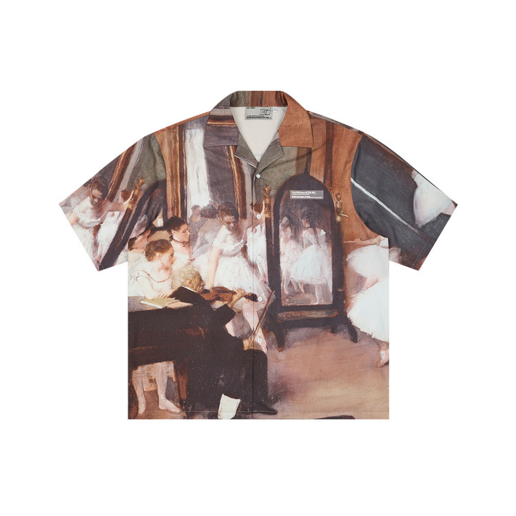 Ballet Oil Painting Full Print Cuban Shirt