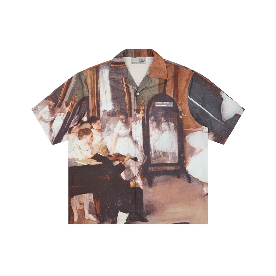 Ballet Oil Painting Full Print Cuban Shirt