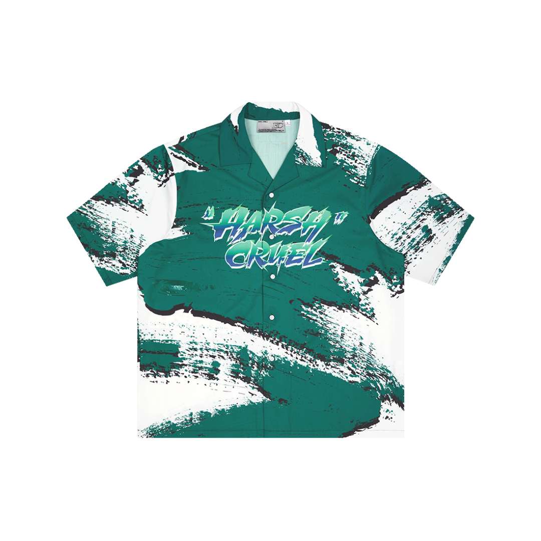 Gradient Logo Brush Printed Cuban Shirt