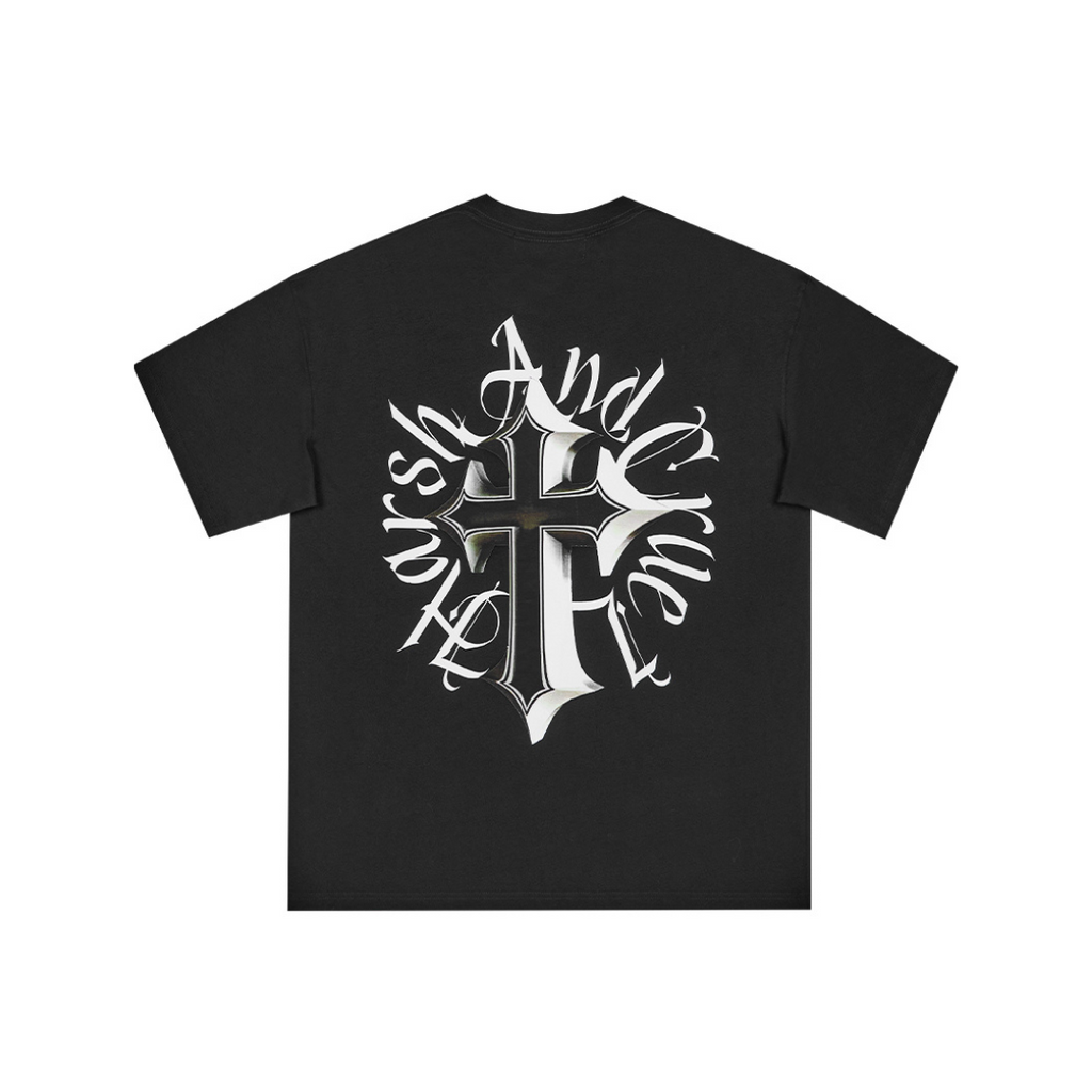 3D Gothic Cross Logo Ring Printed Tee
