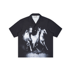 Negative Desert Horses Printed Cuban Shirt