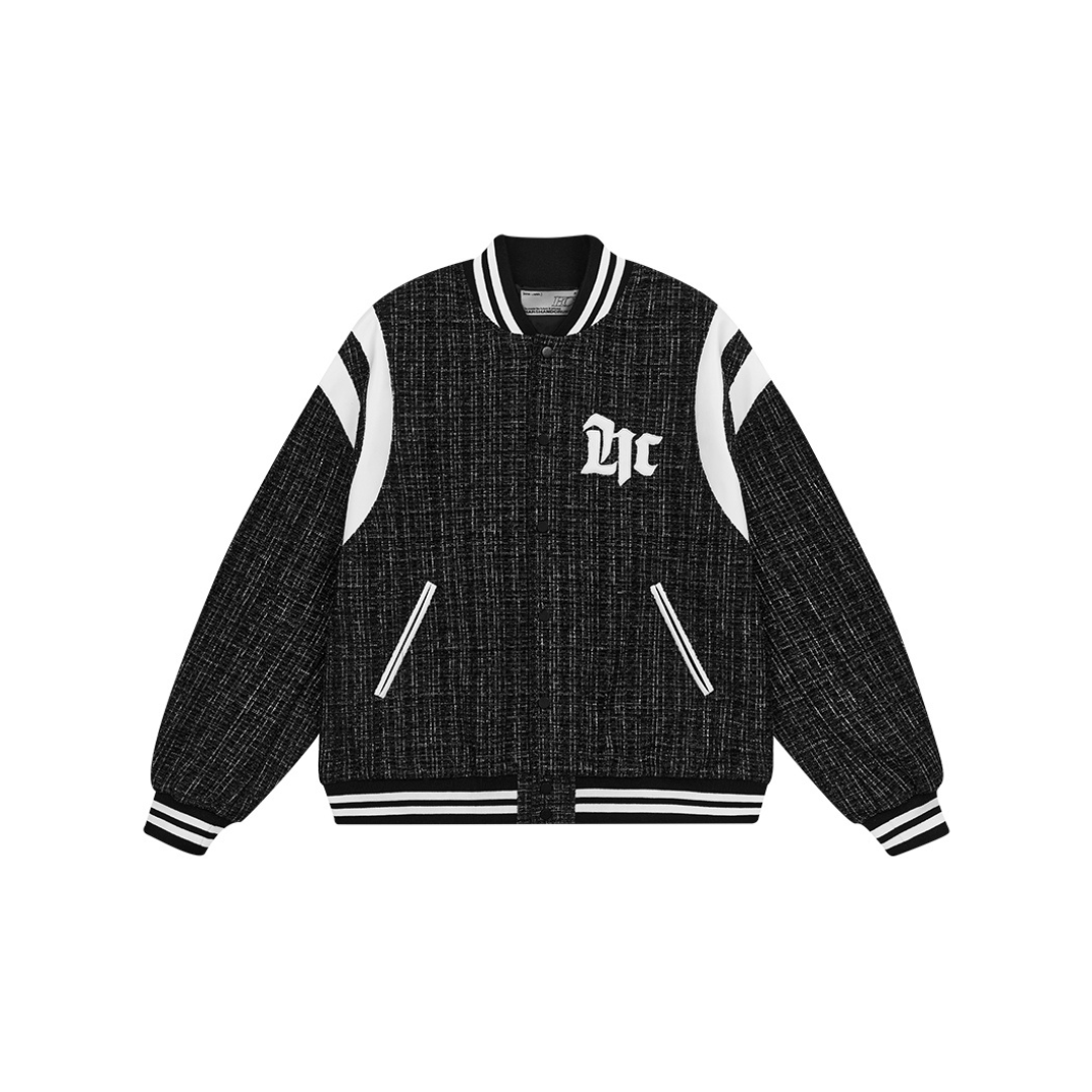 Embroidered Leather Gothic Logo Flannel Jacket