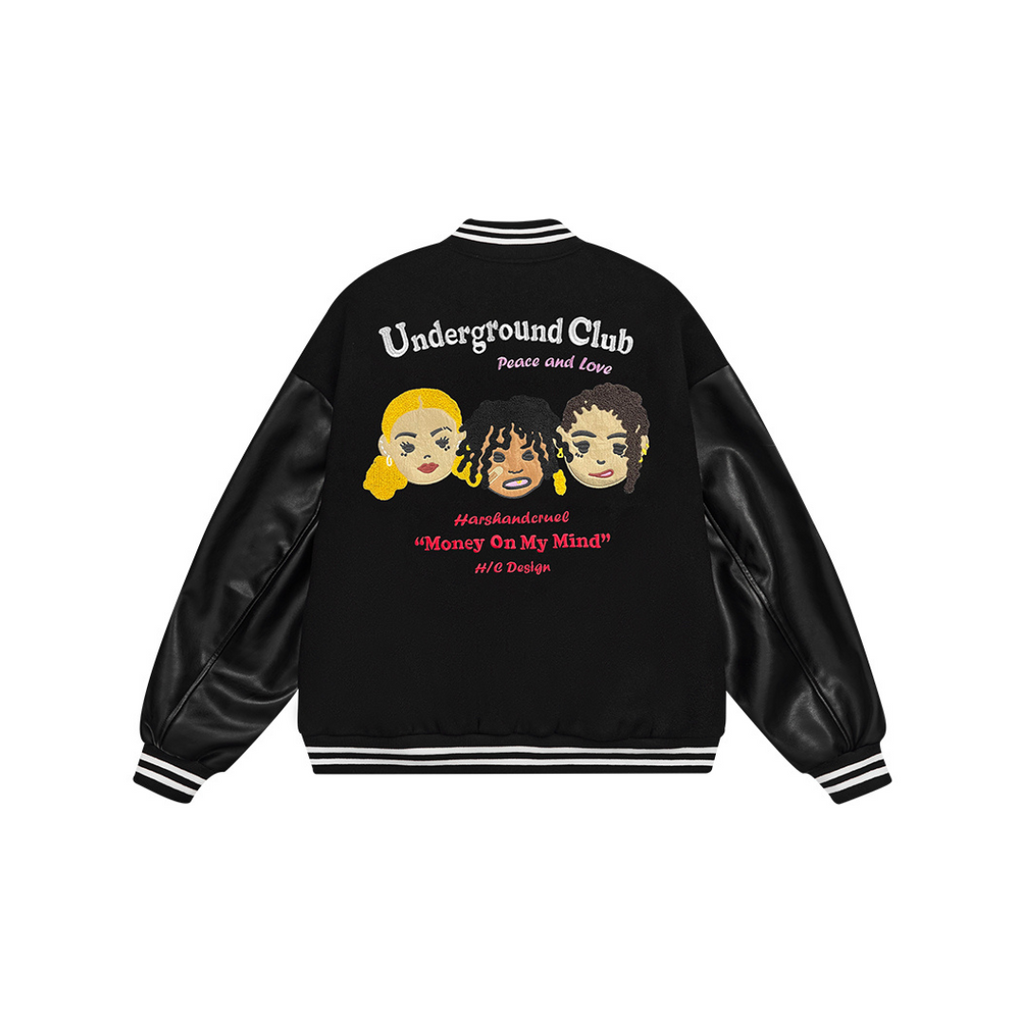 Cartoon Faces Varsity Jacket