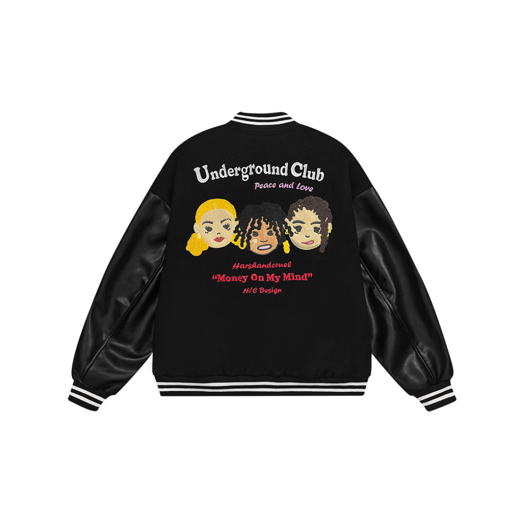 Cartoon Faces Varsity Jacket