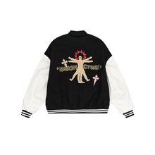 Load image into Gallery viewer, Vitruvian Man Embroidered Varsity Jacket

