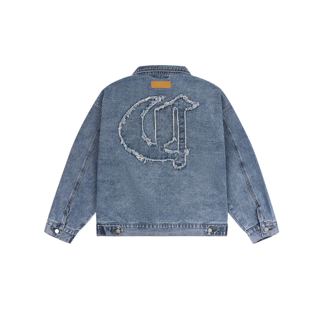 Distressed Gothic Logo Denim Jacket