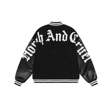 Load image into Gallery viewer, Gothic Logo Embroidered Sherpa Varsity Jacket
