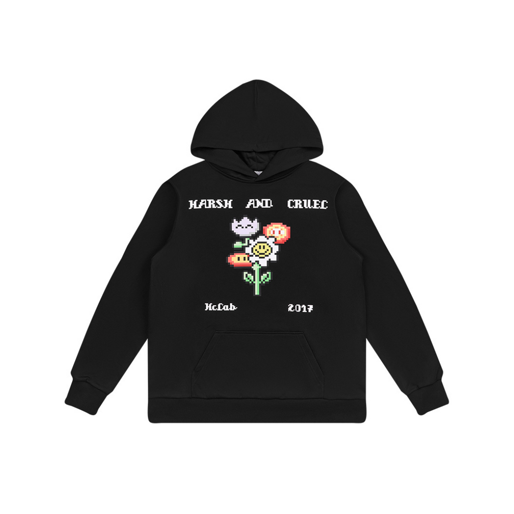 Pixel Flowers Printed Hoodie