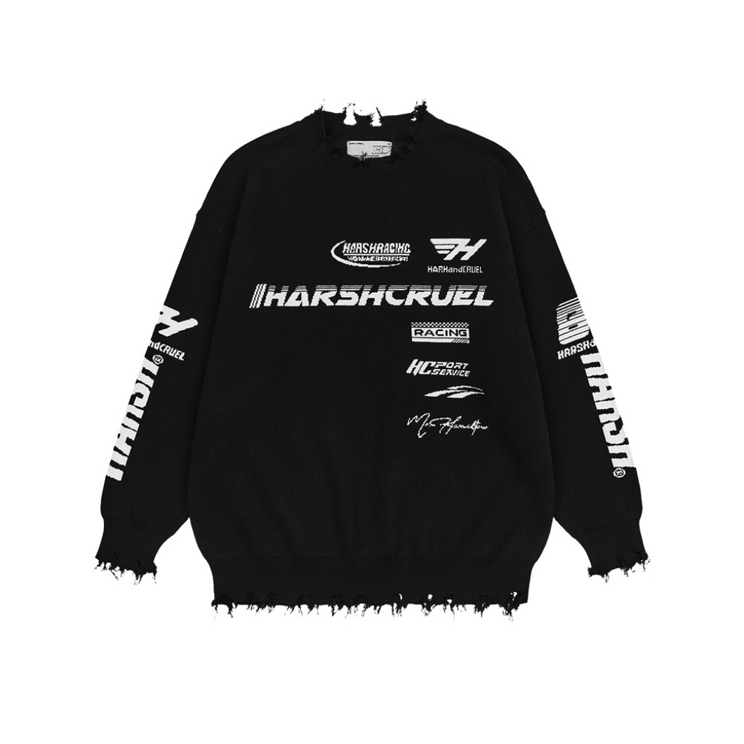Racing Logo Distressed Sweater