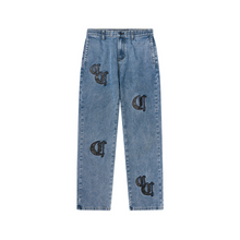 Load image into Gallery viewer, Leather Embroidered Logo Denim
