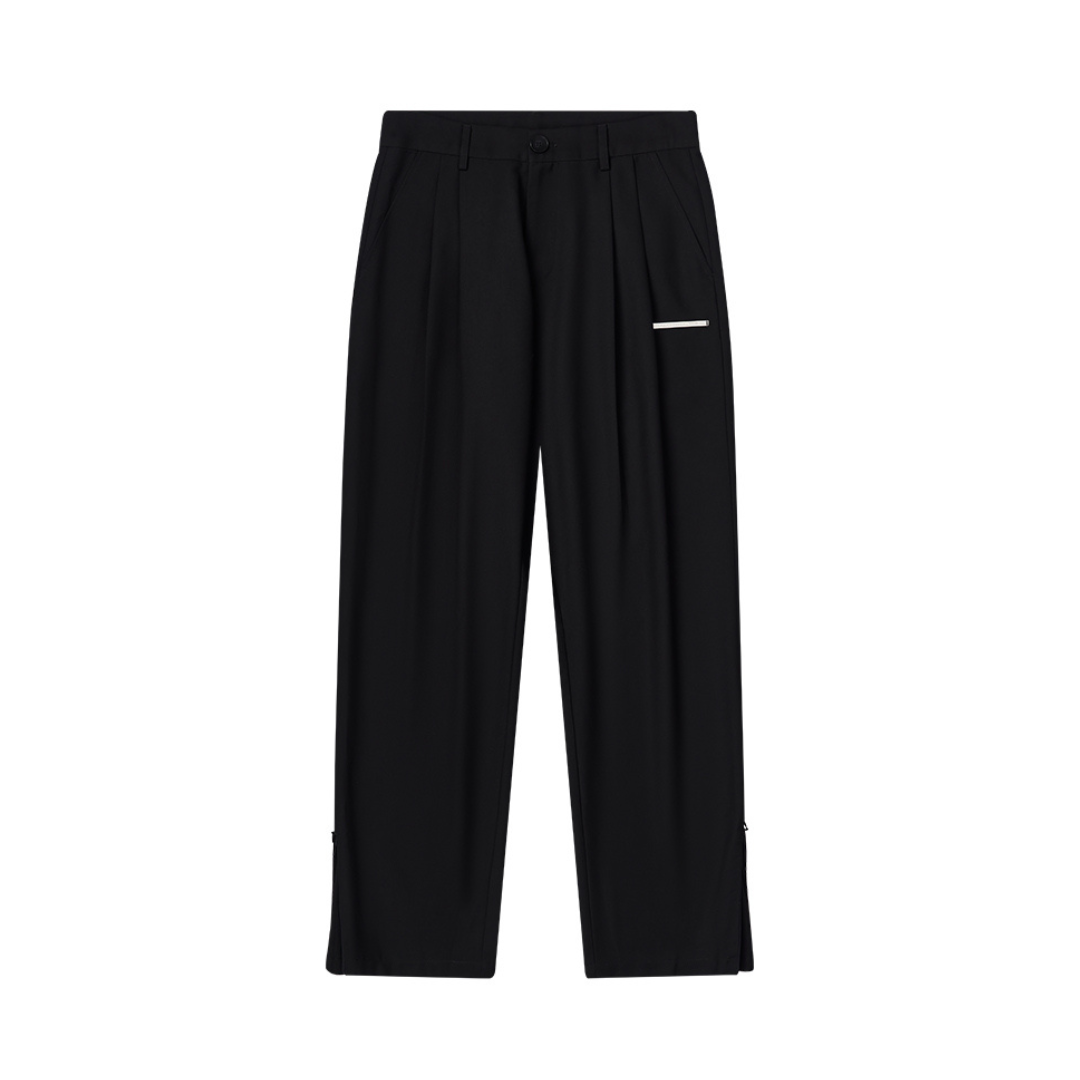 Zipper Basic Loose Trousers