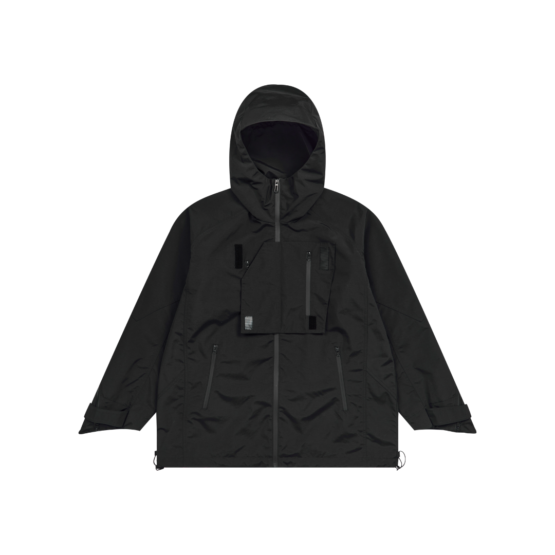 Deconstructed Functional Rubberized Zipper Jacket