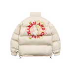 Handpainted Cartoon Flowers Logo Ring Down Jacket