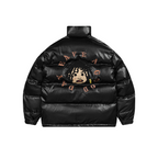 Cartoon Face Faux Crocodile Leather Down Jacket