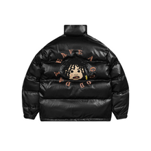 Load image into Gallery viewer, Cartoon Face Faux Crocodile Leather Down Jacket
