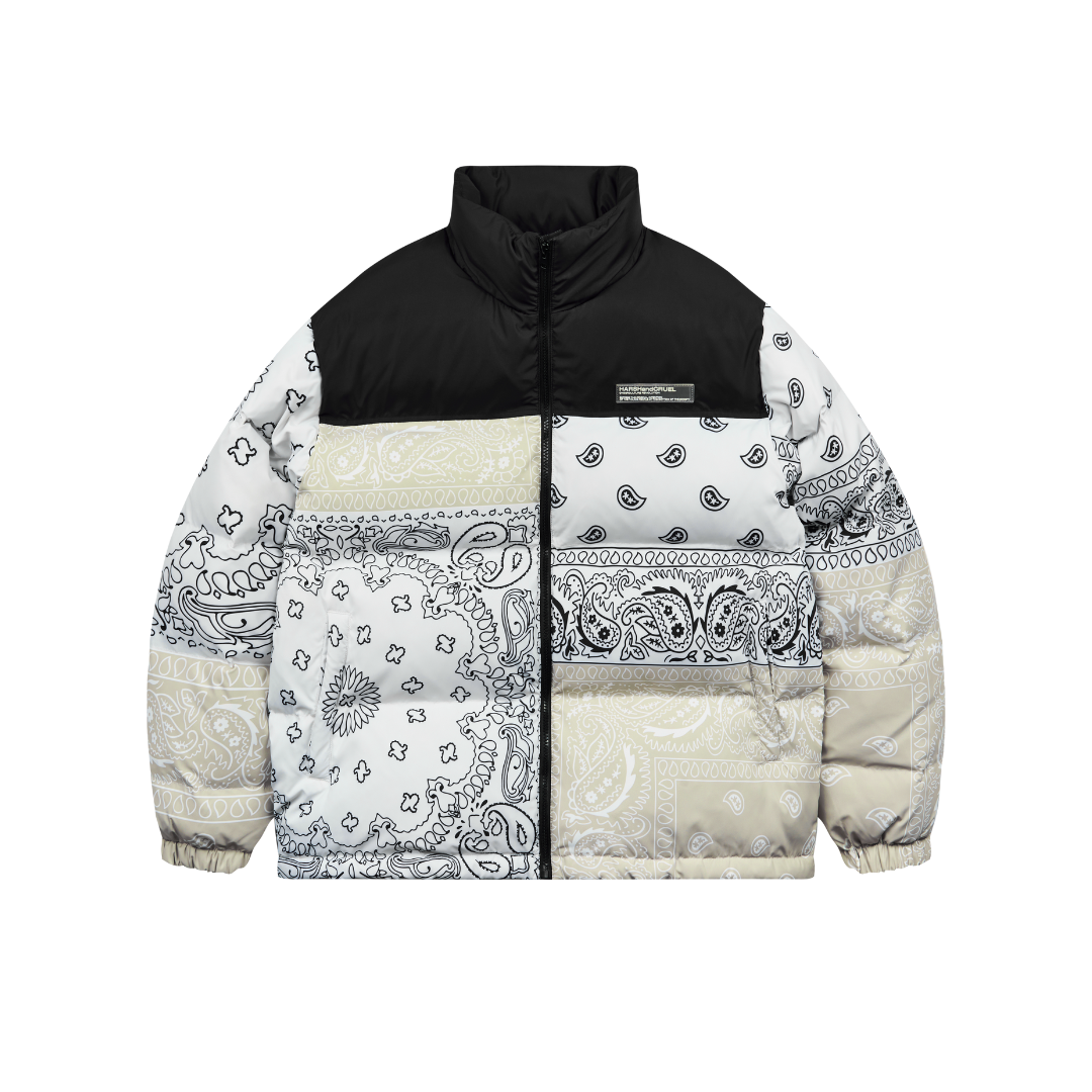 Stand Up Collar Cashew Panels Printed Jacket