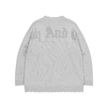 Load image into Gallery viewer, Gothic Logo Destructed Knit Sweater
