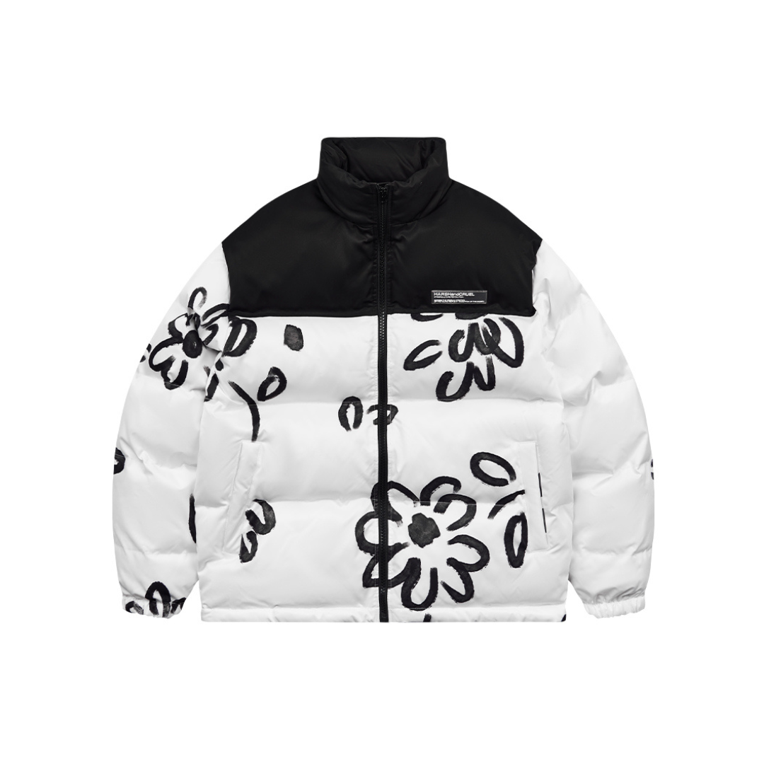 Watercolor Flowers Printed Down Jacket
