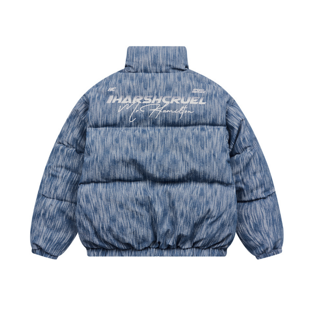 Custom Denim Logo Padded Down jacket