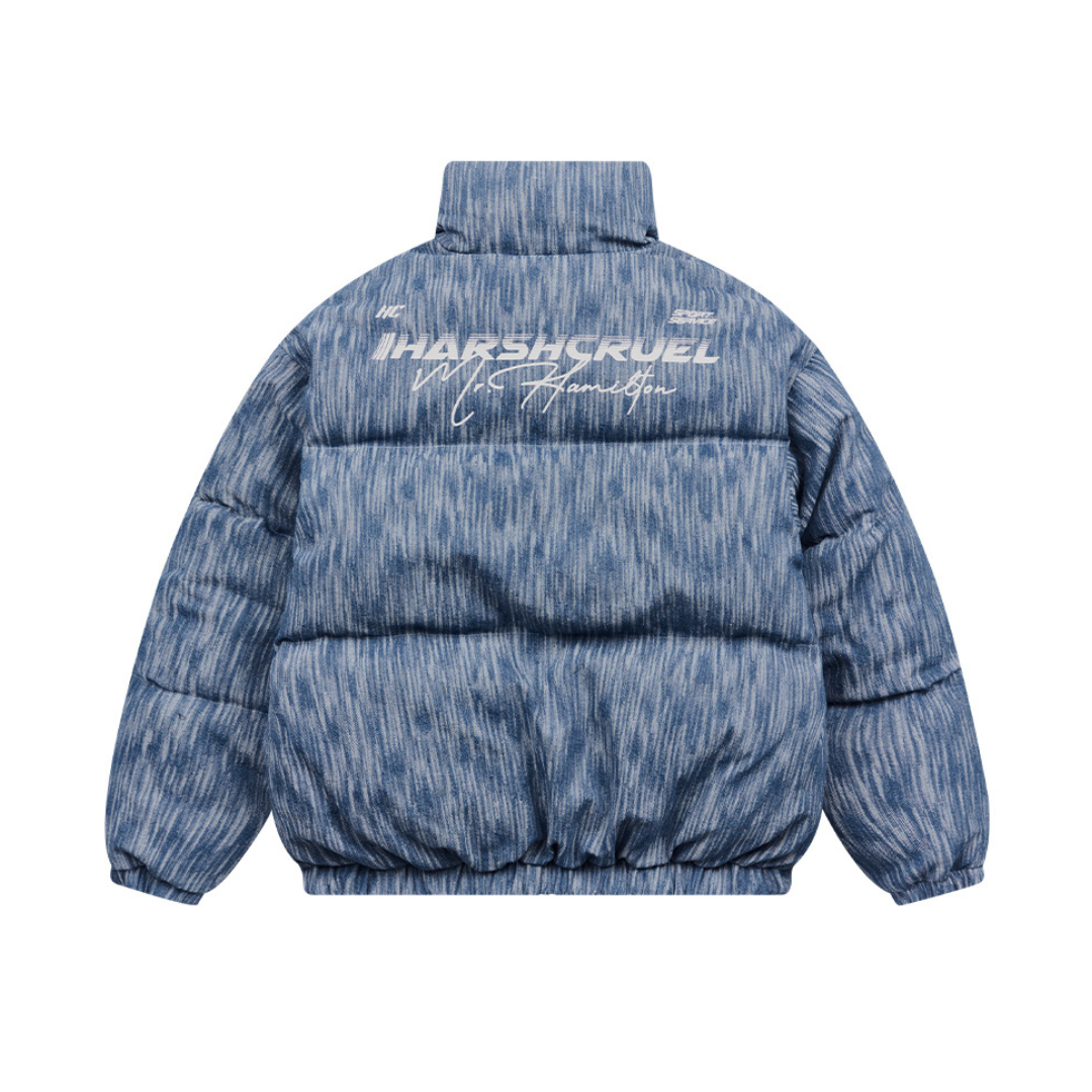 Custom Denim Logo Padded Down jacket