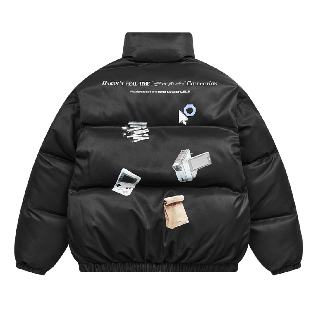 Retro Nostalgia Printed Down Jacket