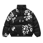 Watercolor Flowers Stand Up Collar Down Jacket