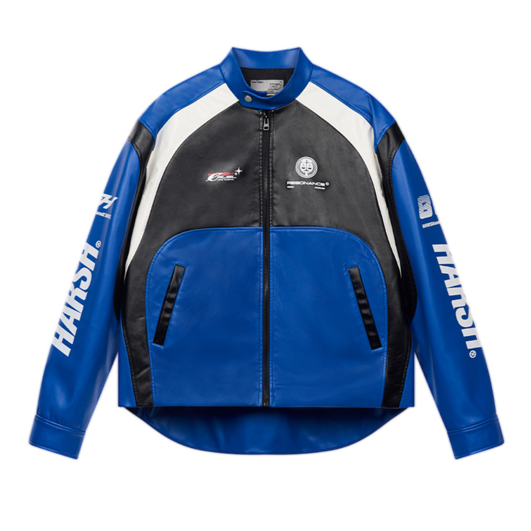 Colorblock Faux Leather Racing Jacket
