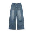 Stitching Pleated Loose Denim