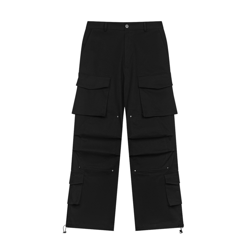Drawstrings Folded Pockets Trousers