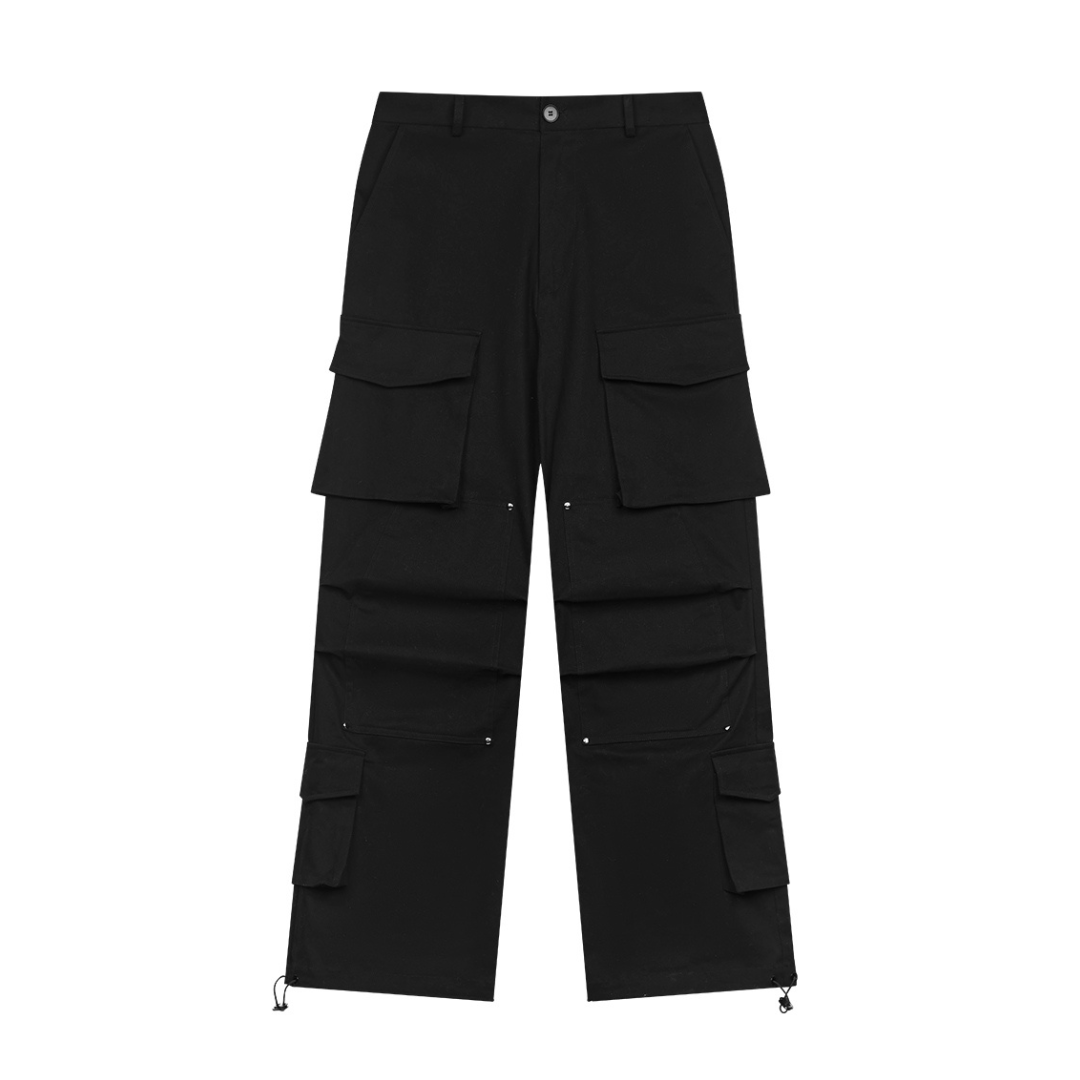 Drawstrings Folded Pockets Trousers