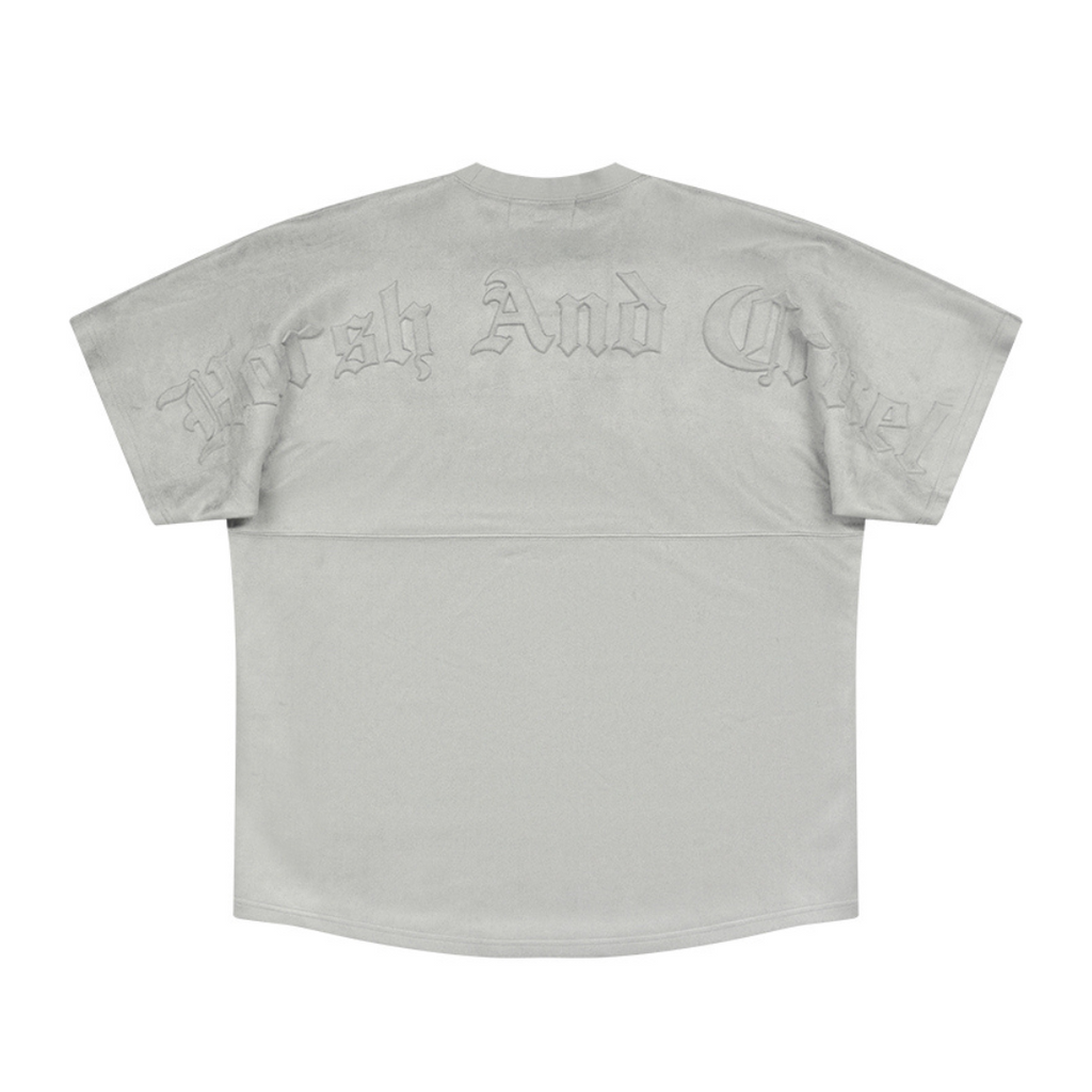Embossed Gothic Logo Suede Tee
