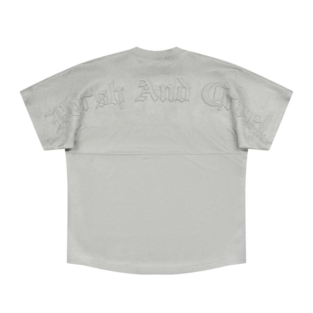 Embossed Gothic Logo Suede Tee