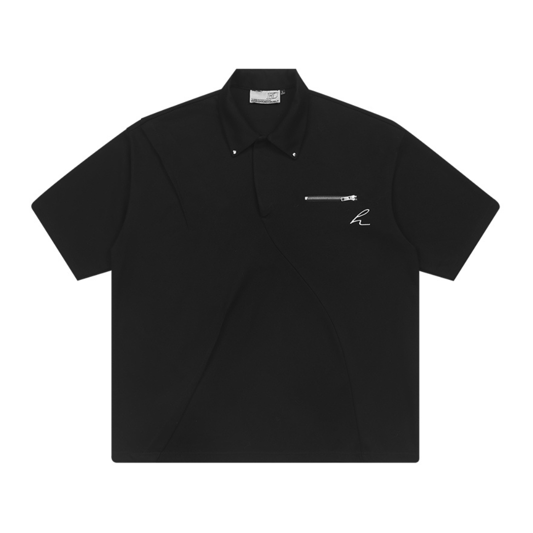 Zipper Pocket Deconstructed Polo Shirt