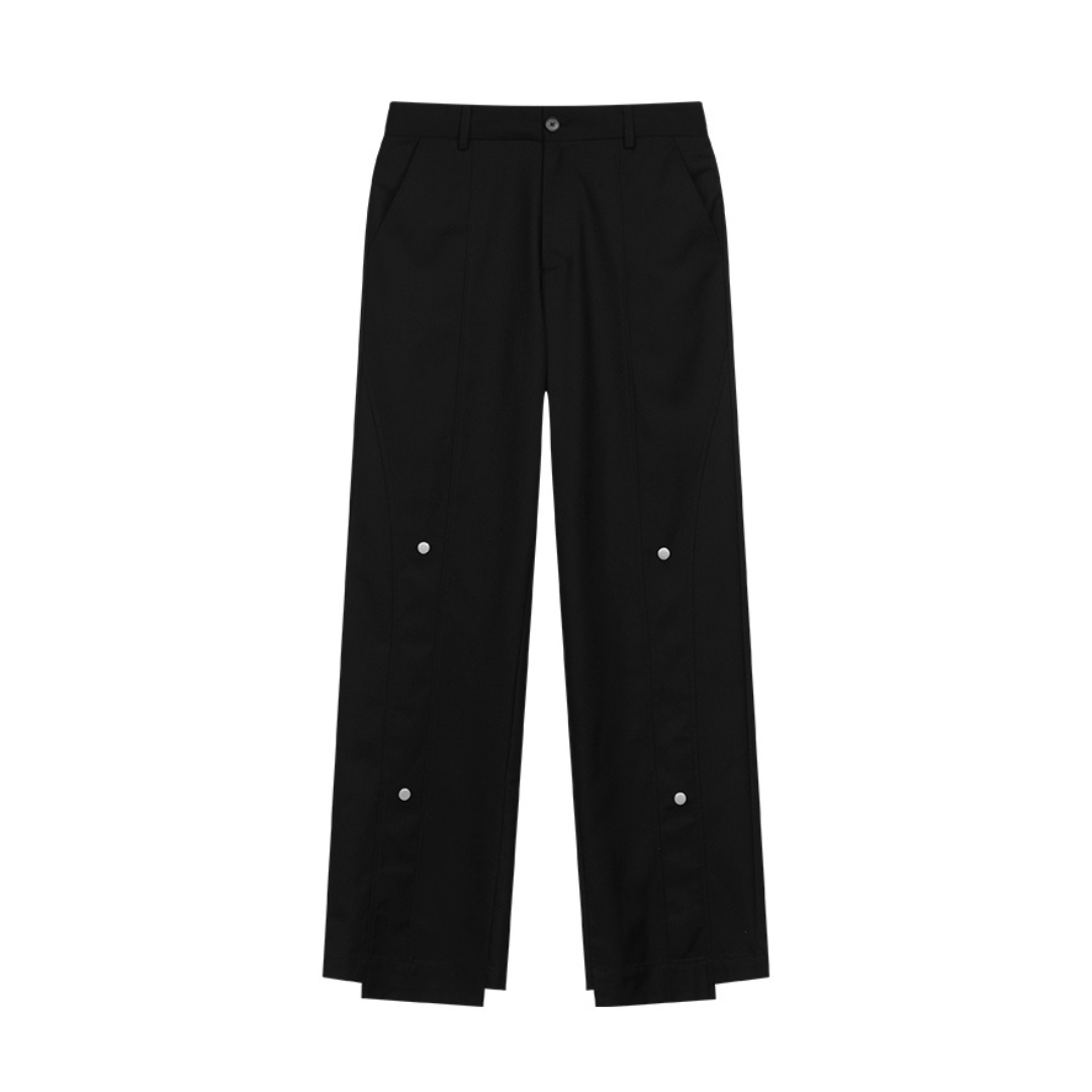 Magnetic Buttons Stitching Loose Trousers