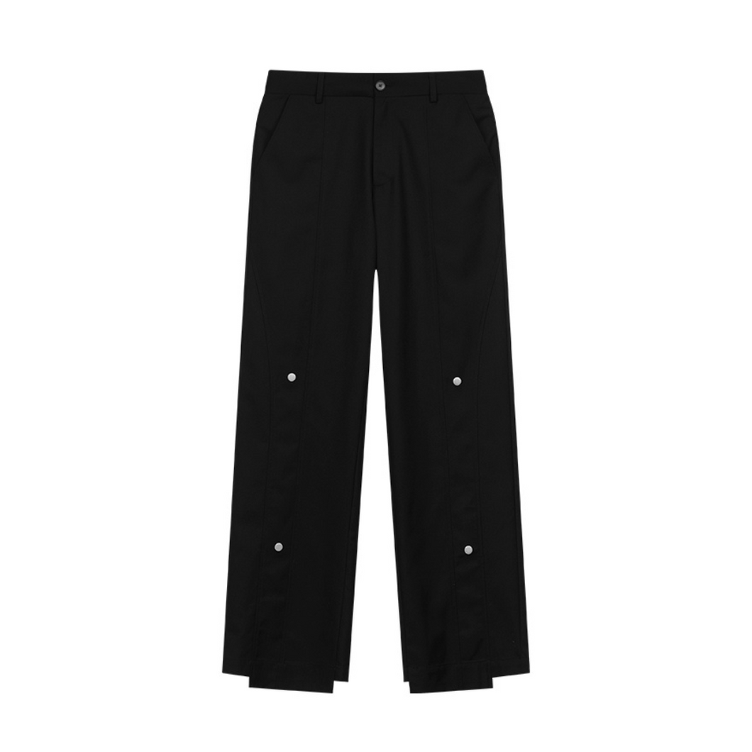 Magnetic Buttons Stitching Loose Trousers