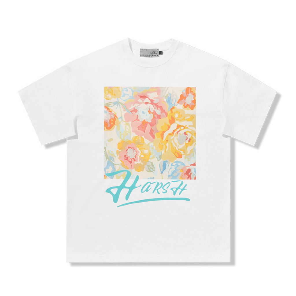 Retro Oil Painting Flowers Logo Tee