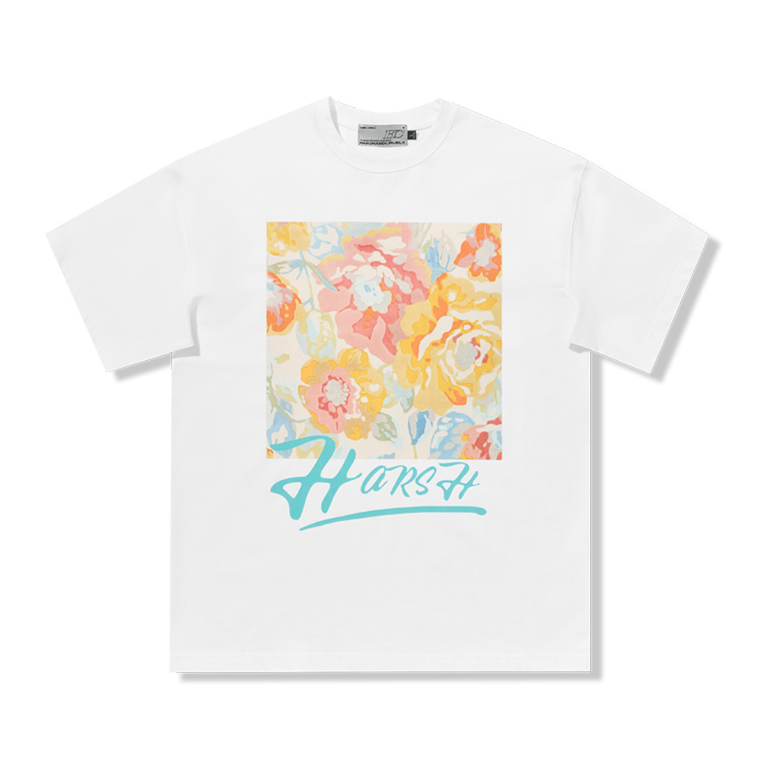 Retro Oil Painting Flowers Logo Tee