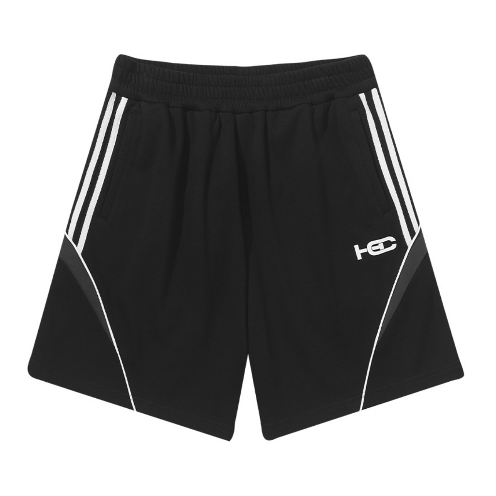 Striped Stitched logo Shorts