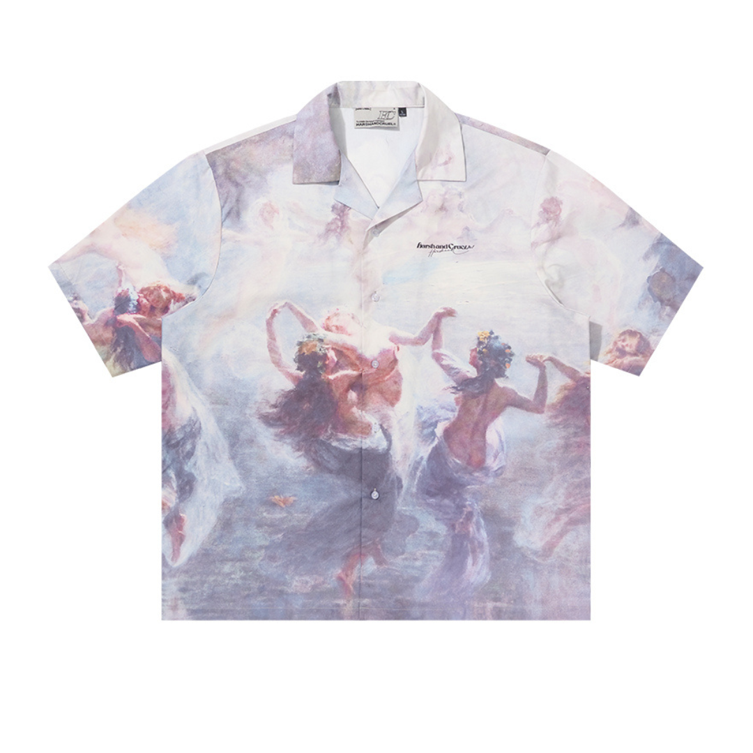 Dancing Circle Full Print Cuban Shirt