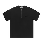 Irregular Round Neck Zipper Tee