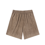 Embossed Gothic Logo Suede Shorts