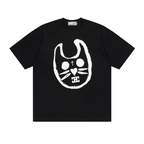 Handpainted Cat Face Printed Tee