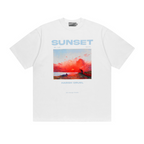 Sunset Oil Painting Round Neck Tee