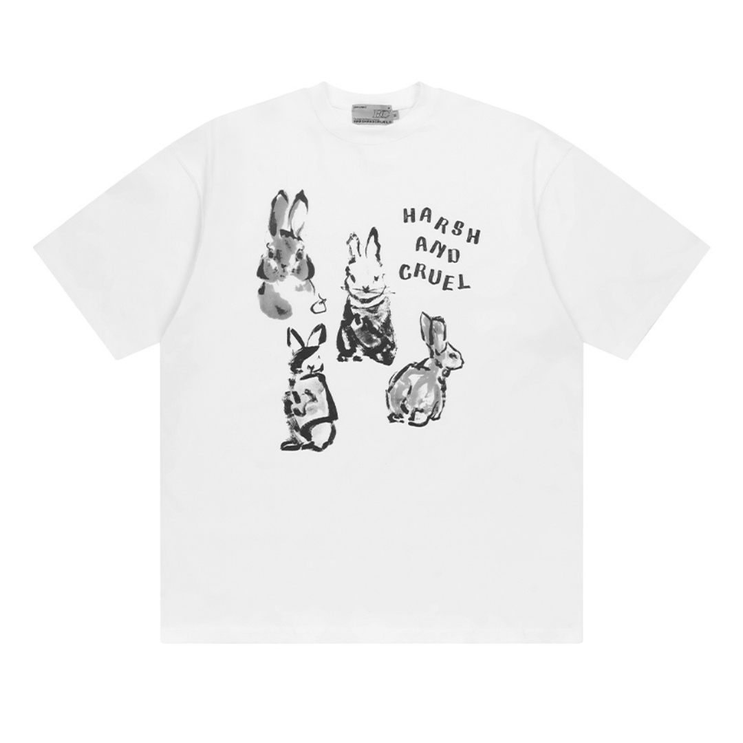 Handpainted Rabbits Logo Printed Tee